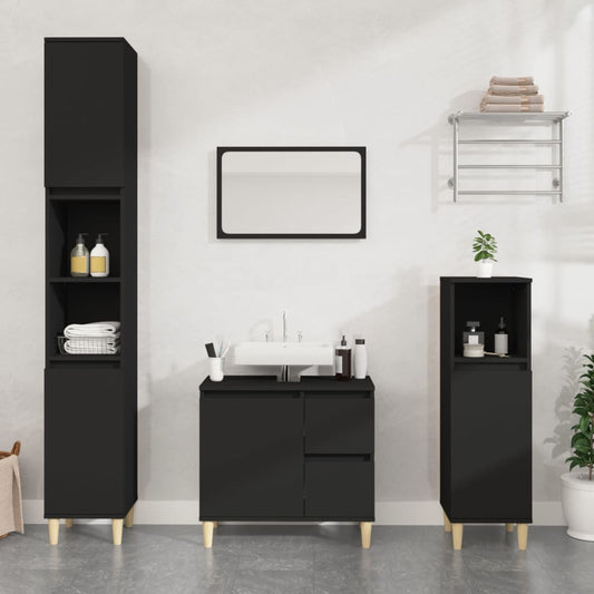 Badschrank Schwarz 30x30x190 cm Holzwerkstoff - Pazzar.ch