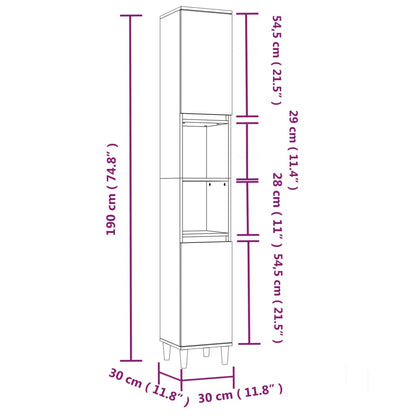 Badschrank Betongrau 30x30x190 cm Holzwerkstoff - Pazzar.ch