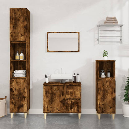 Badschrank Räuchereiche 30x30x190 cm Holzwerkstoff - Pazzar.ch
