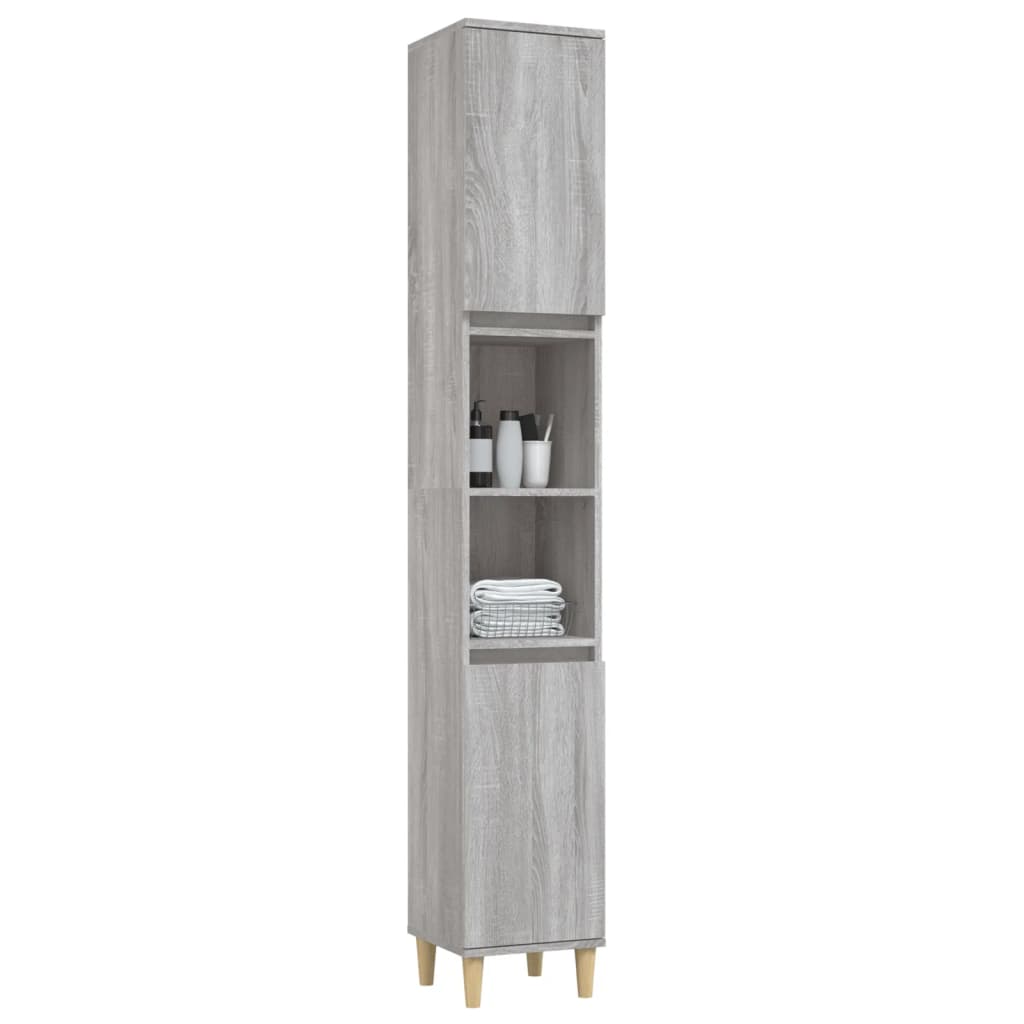 Badschrank Grau Sonoma 30x30x190 cm Holzwerkstoff - Pazzar.ch