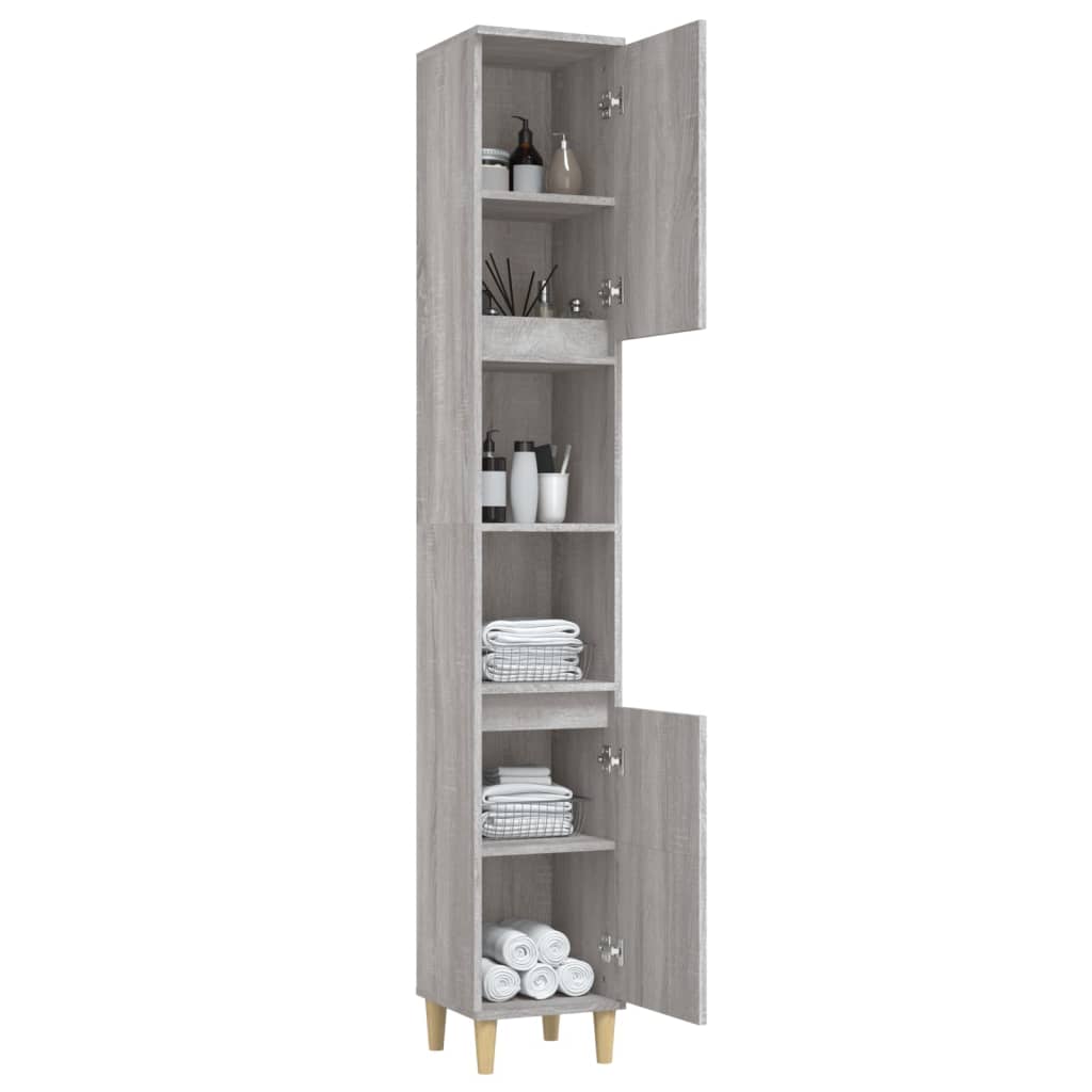 Badschrank Grau Sonoma 30x30x190 cm Holzwerkstoff - Pazzar.ch