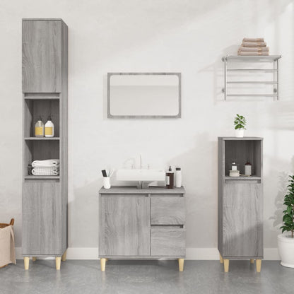 Badschrank Grau Sonoma 30x30x190 cm Holzwerkstoff - Pazzar.ch