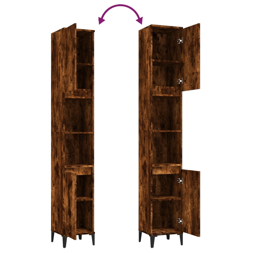 Badschrank Räuchereiche 30x30x190 cm Holzwerkstoff - Pazzar.ch