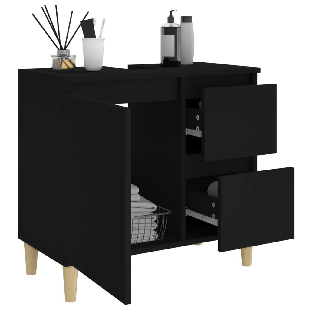 Badschrank Schwarz 65x33x60 cm Holzwerkstoff - Pazzar.ch