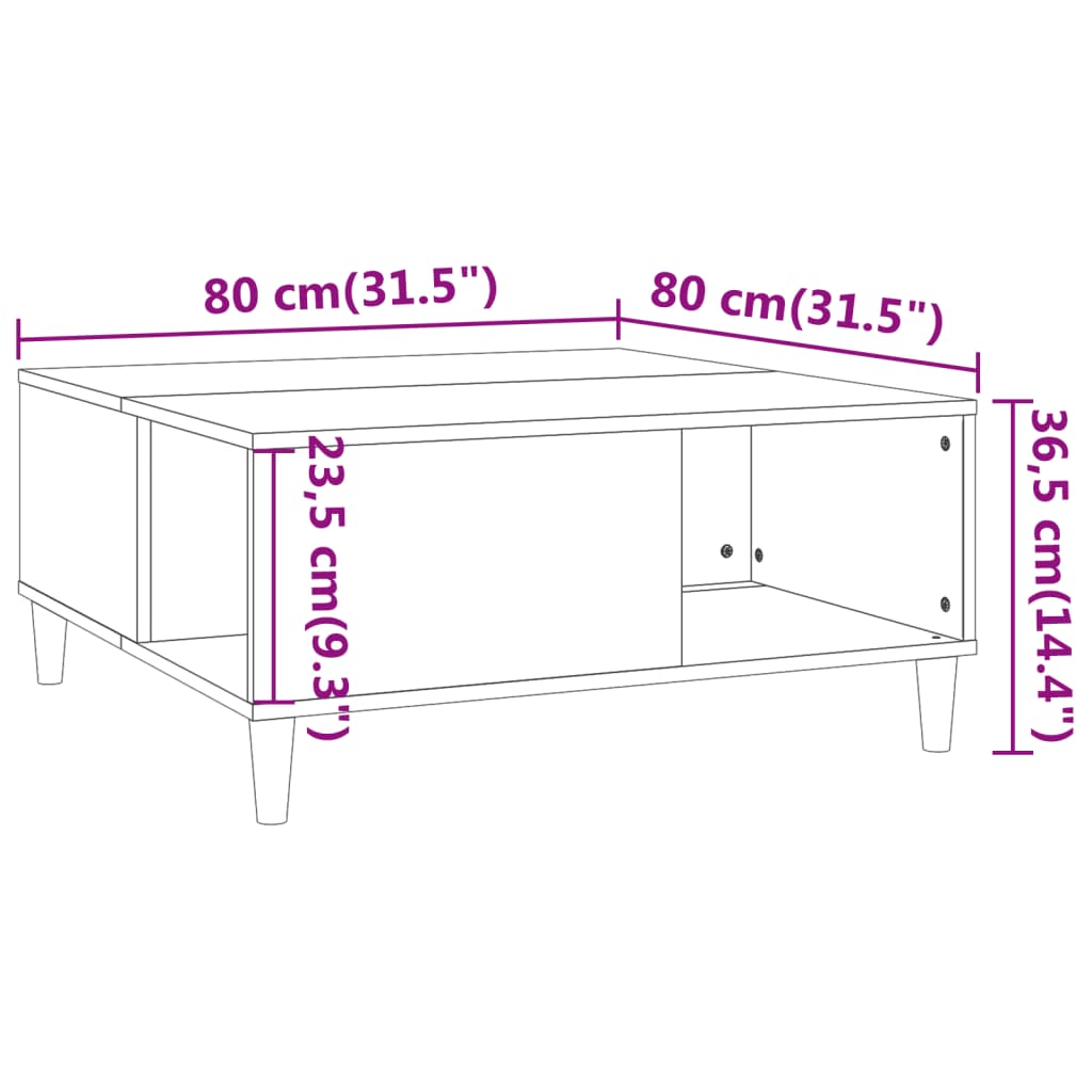 Couchtisch Schwarz 80x80x36,5 cm Holzwerkstoff - Pazzar.ch