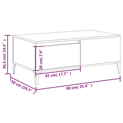 Couchtisch Räuchereiche 90x50x36,5 cm Holzwerkstoff - Pazzar.ch