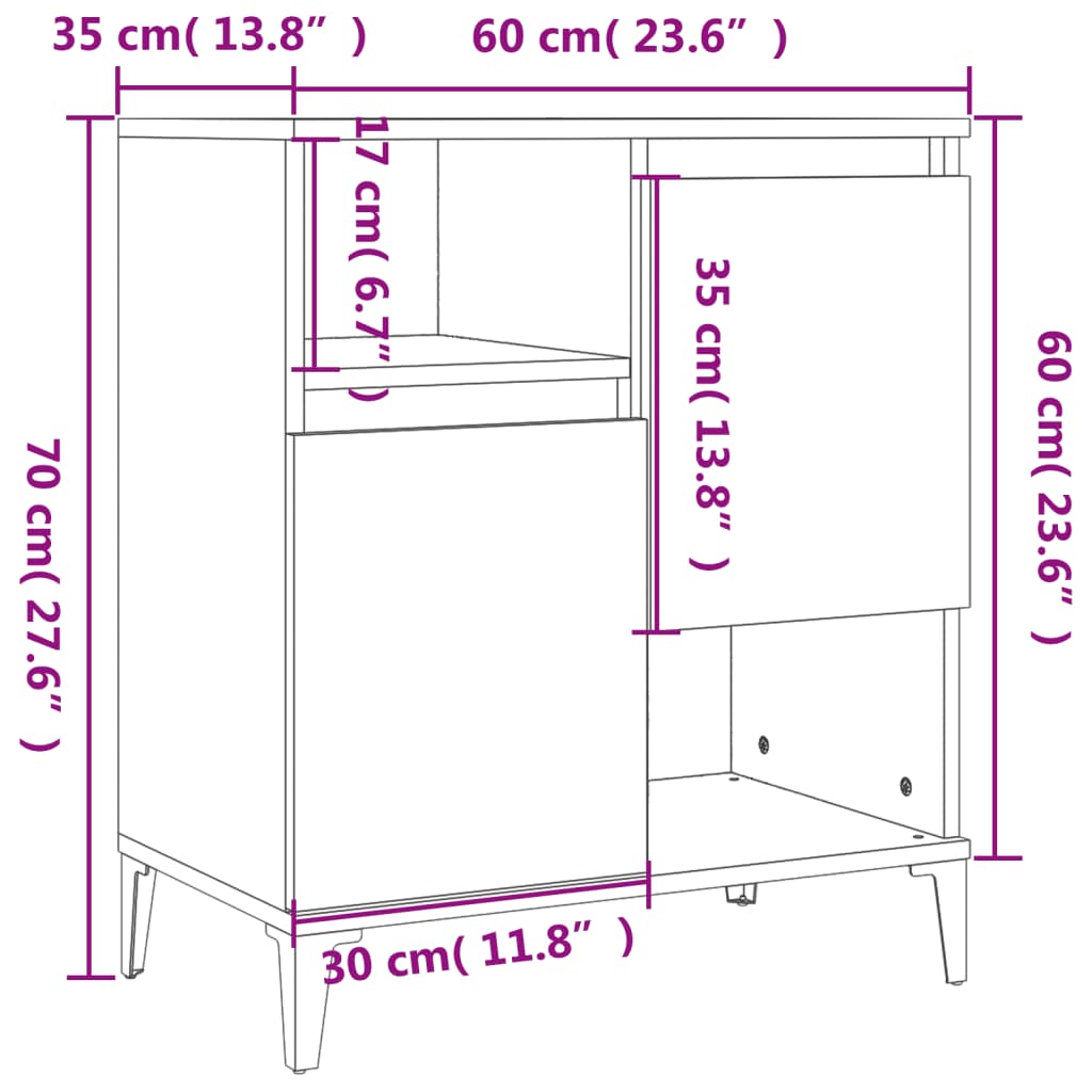 Sideboard Weiß 60x35x70 cm Holzwerkstoff - Pazzar.ch