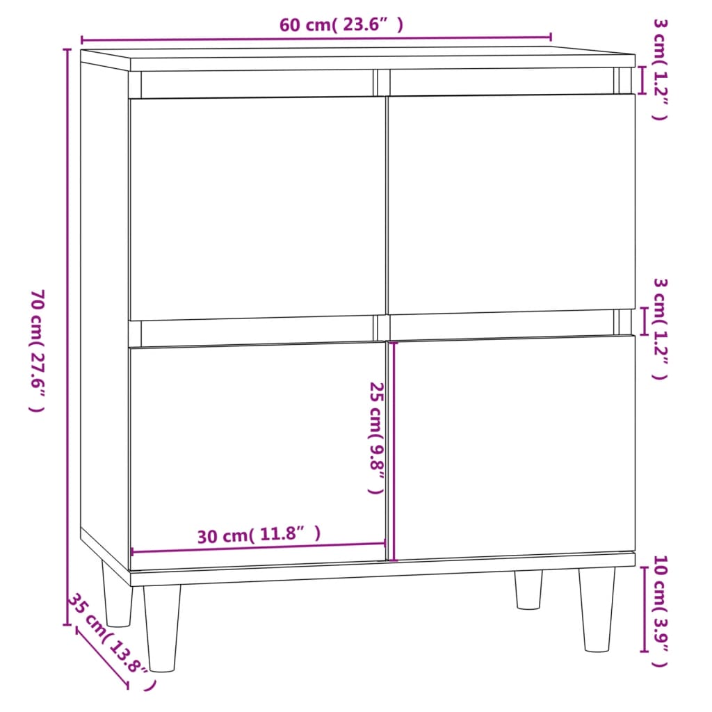 Sideboard Braun Eichen-Optik 60x35x70 cm Holzwerkstoff - Pazzar.ch
