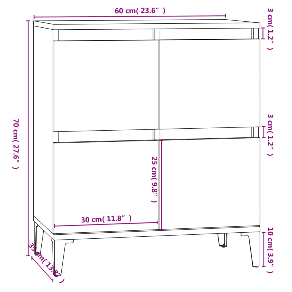 Sideboard Betongrau 60x35x70 cm Holzwerkstoff - Pazzar.ch