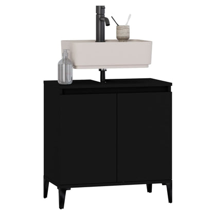Waschbeckenunterschrank Schwarz 58x33x60 cm Holzwerkstoff - Pazzar.ch