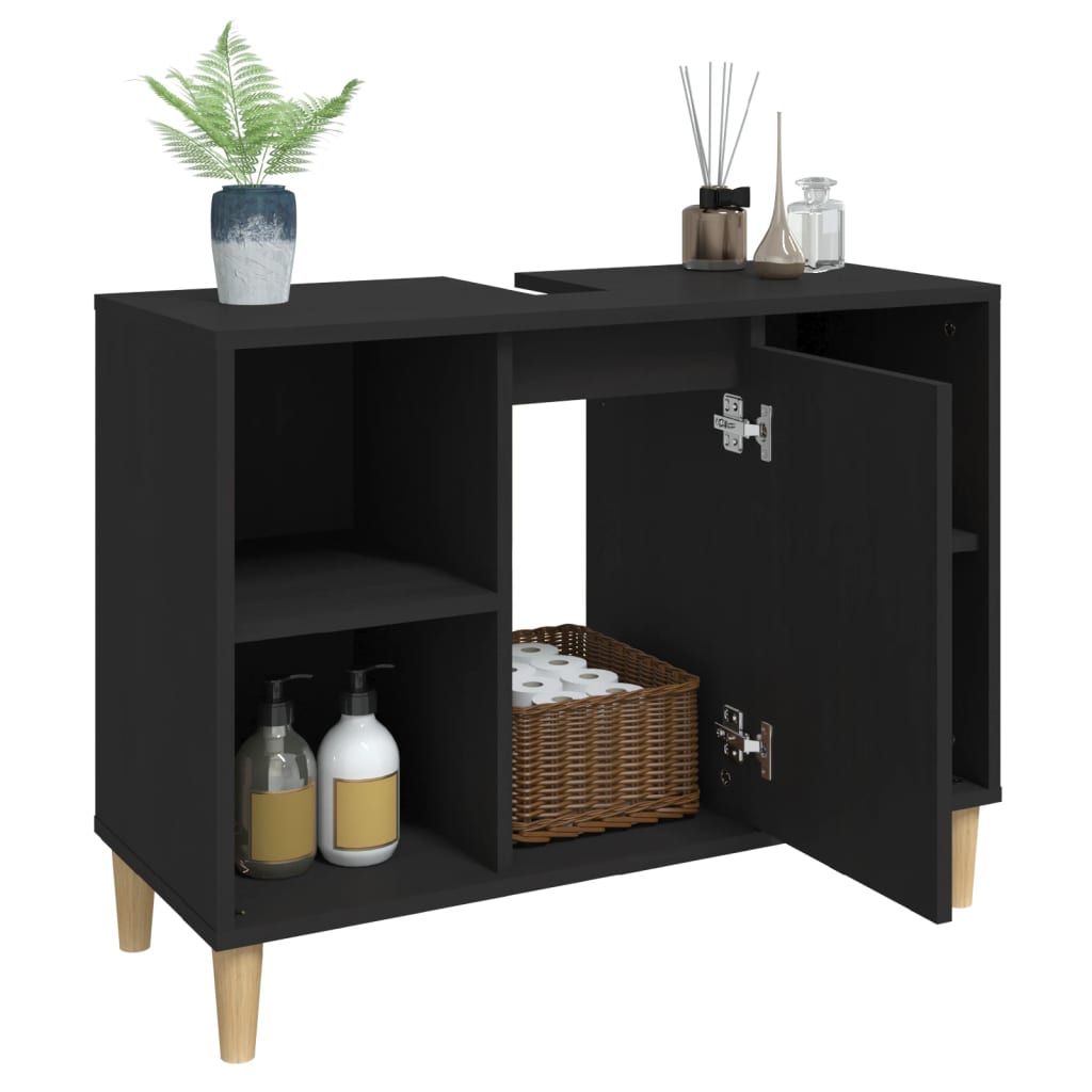 Waschbeckenunterschrank Schwarz 80x33x60 cm Holzwerkstoff - Pazzar.ch