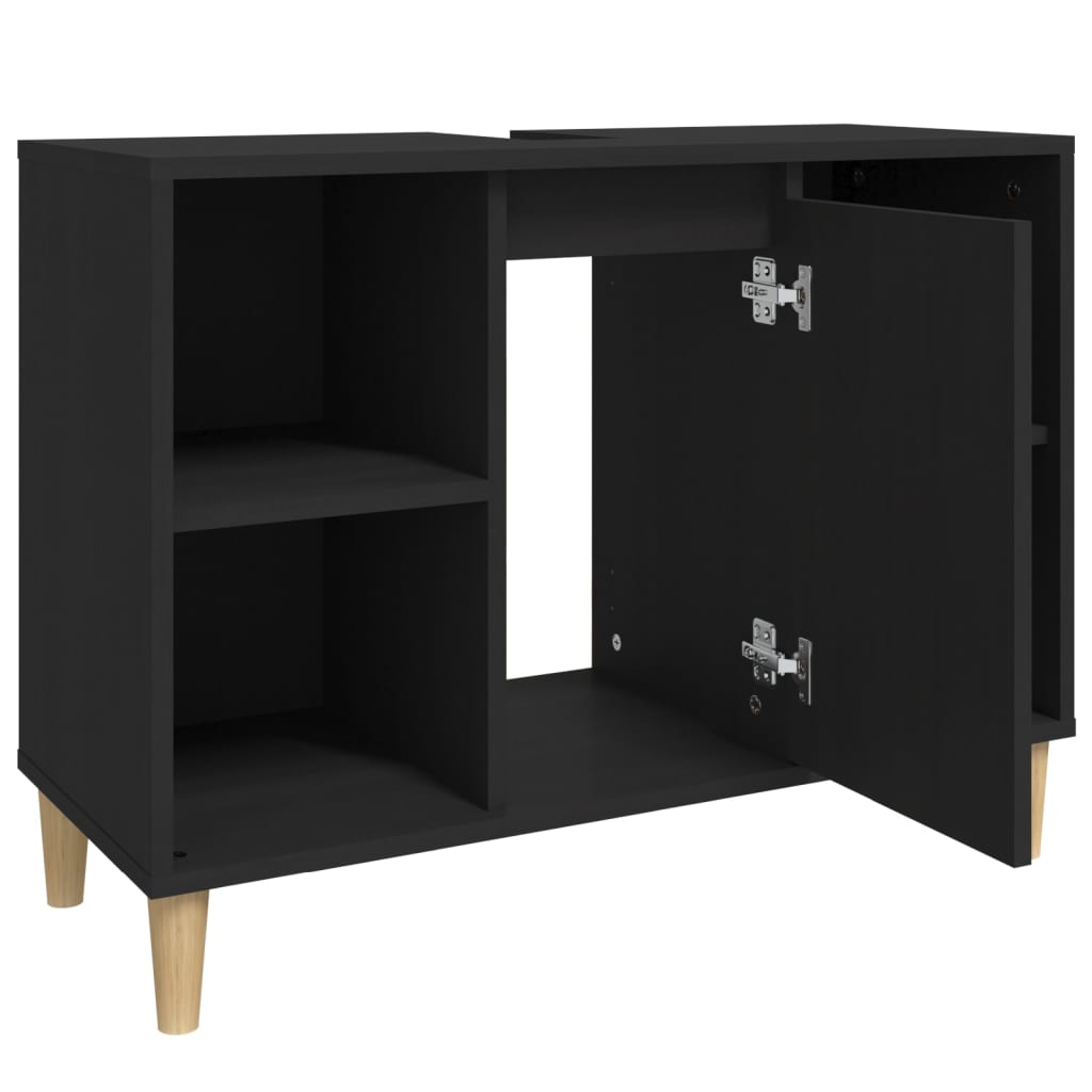 Waschbeckenunterschrank Schwarz 80x33x60 cm Holzwerkstoff - Pazzar.ch
