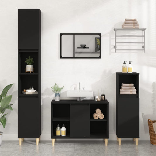 Waschbeckenunterschrank Schwarz 80x33x60 cm Holzwerkstoff - Pazzar.ch