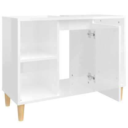 Waschbeckenunterschrank Hochglanz-Weiß 80x33x60cm Holzwerkstoff - Pazzar.ch