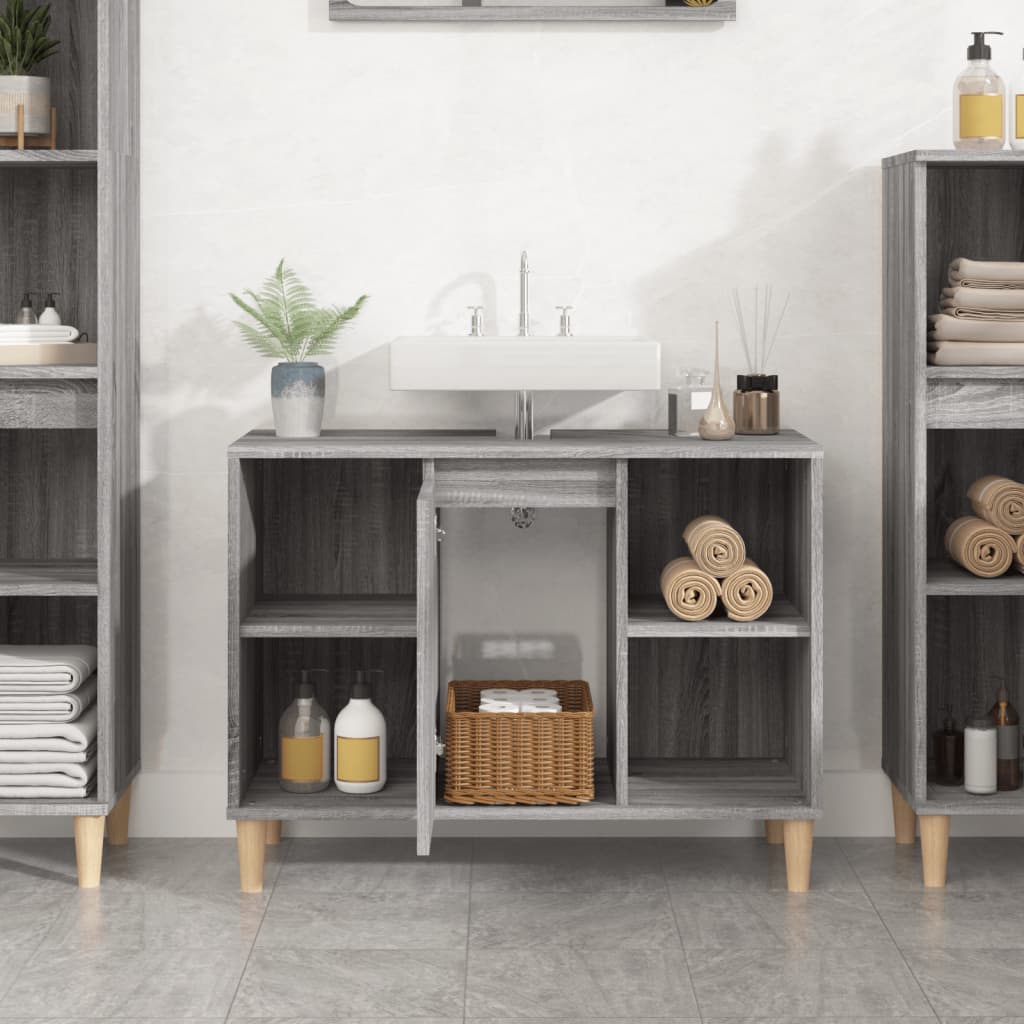 Waschbeckenunterschrank Grau Sonoma 80x33x60 cm Holzwerkstoff - Pazzar.ch