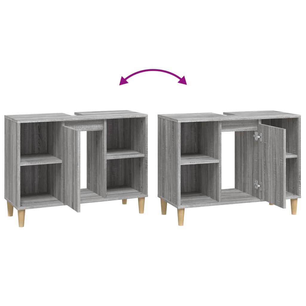 Waschbeckenunterschrank Grau Sonoma 80x33x60 cm Holzwerkstoff - Pazzar.ch