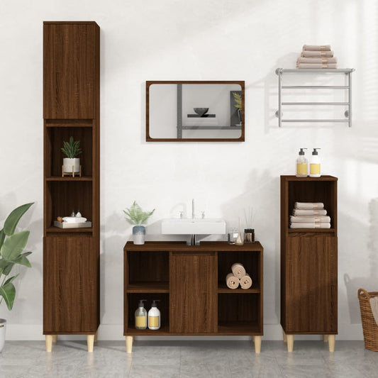 Waschbeckenunterschrank Braun Eichen-Optik 80x33x60 cm - Pazzar.ch