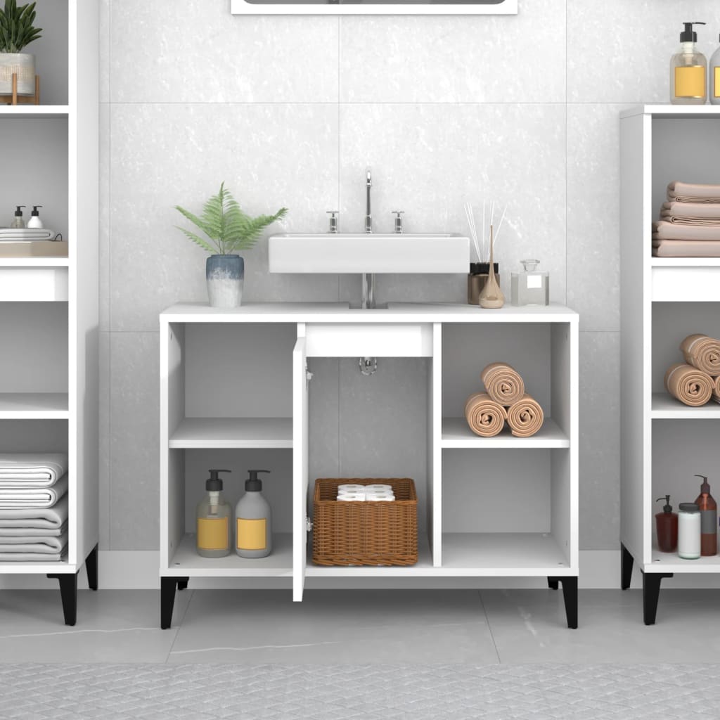Waschbeckenunterschrank Weiß 80x33x60 cm Holzwerkstoff - Pazzar.ch