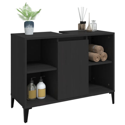 Waschbeckenunterschrank Schwarz 80x33x60 cm Holzwerkstoff - Pazzar.ch