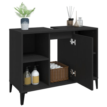 Waschbeckenunterschrank Schwarz 80x33x60 cm Holzwerkstoff - Pazzar.ch
