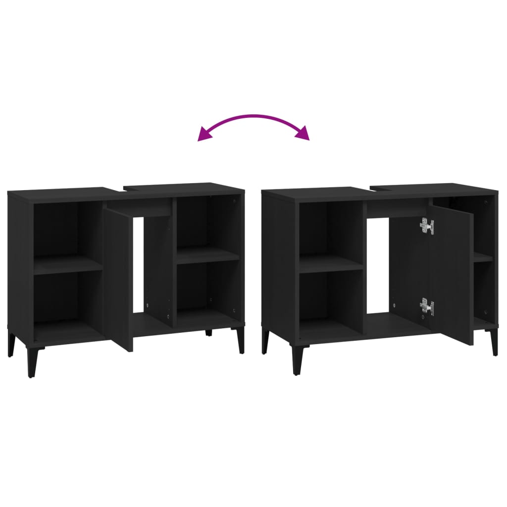 Waschbeckenunterschrank Schwarz 80x33x60 cm Holzwerkstoff - Pazzar.ch