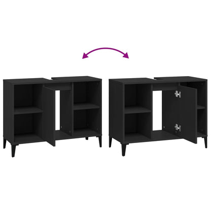 Waschbeckenunterschrank Schwarz 80x33x60 cm Holzwerkstoff - Pazzar.ch