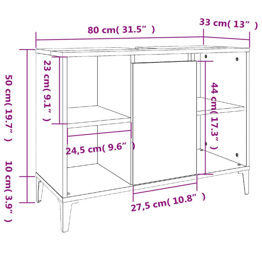 Waschbeckenunterschrank Schwarz 80x33x60 cm Holzwerkstoff - Pazzar.ch