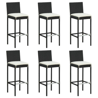Barhocker mit Kissen 6 Stk. Schwarz Poly Rattan - Pazzar.ch