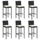 Barhocker mit Kissen 6 Stk. Schwarz Poly Rattan