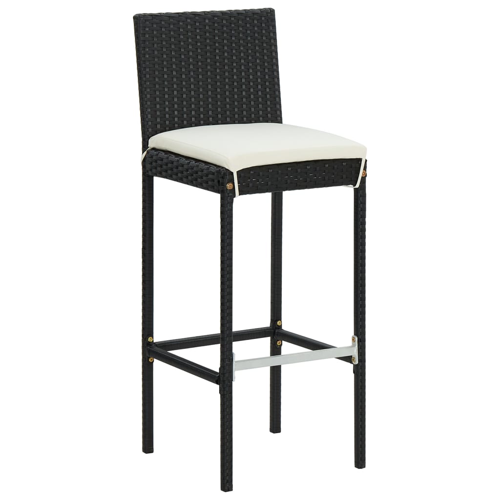Barhocker mit Kissen 6 Stk. Schwarz Poly Rattan - Pazzar.ch