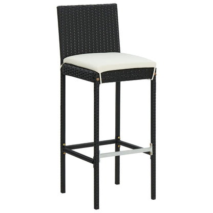 Barhocker mit Kissen 6 Stk. Schwarz Poly Rattan - Pazzar.ch