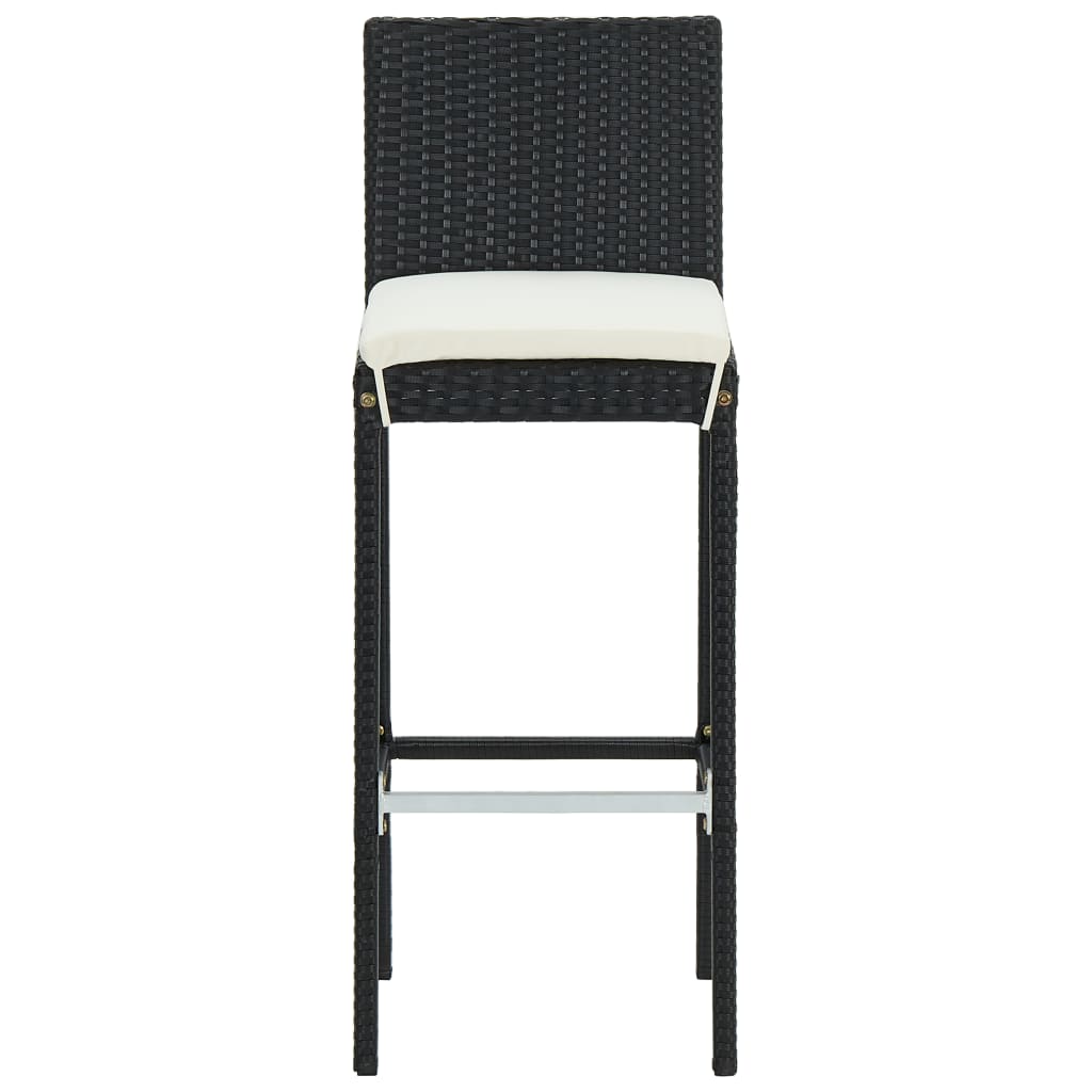 Barhocker mit Kissen 6 Stk. Schwarz Poly Rattan - Pazzar.ch