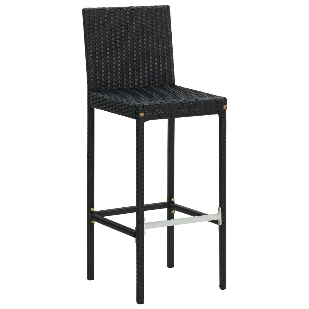 Barhocker mit Kissen 6 Stk. Schwarz Poly Rattan - Pazzar.ch