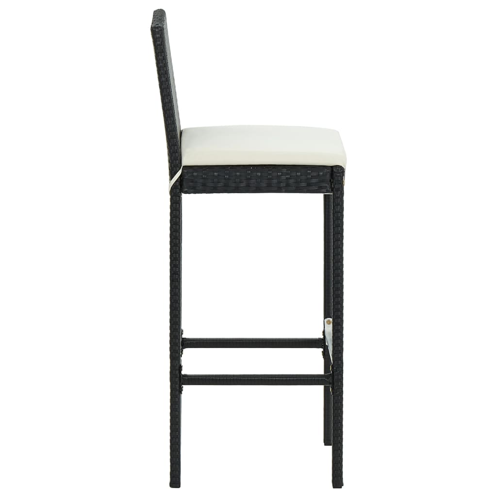 Barhocker mit Kissen 6 Stk. Schwarz Poly Rattan - Pazzar.ch