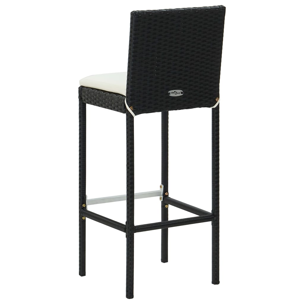 Barhocker mit Kissen 6 Stk. Schwarz Poly Rattan - Pazzar.ch