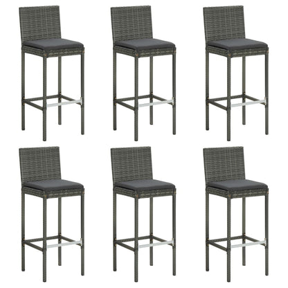 Barhocker mit Kissen 6 Stk. Grau Poly Rattan - Pazzar.ch