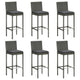 Barhocker mit Kissen 6 Stk. Grau Poly Rattan