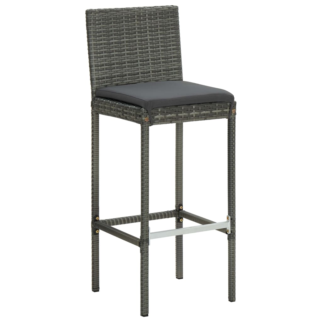 Barhocker mit Kissen 6 Stk. Grau Poly Rattan - Pazzar.ch