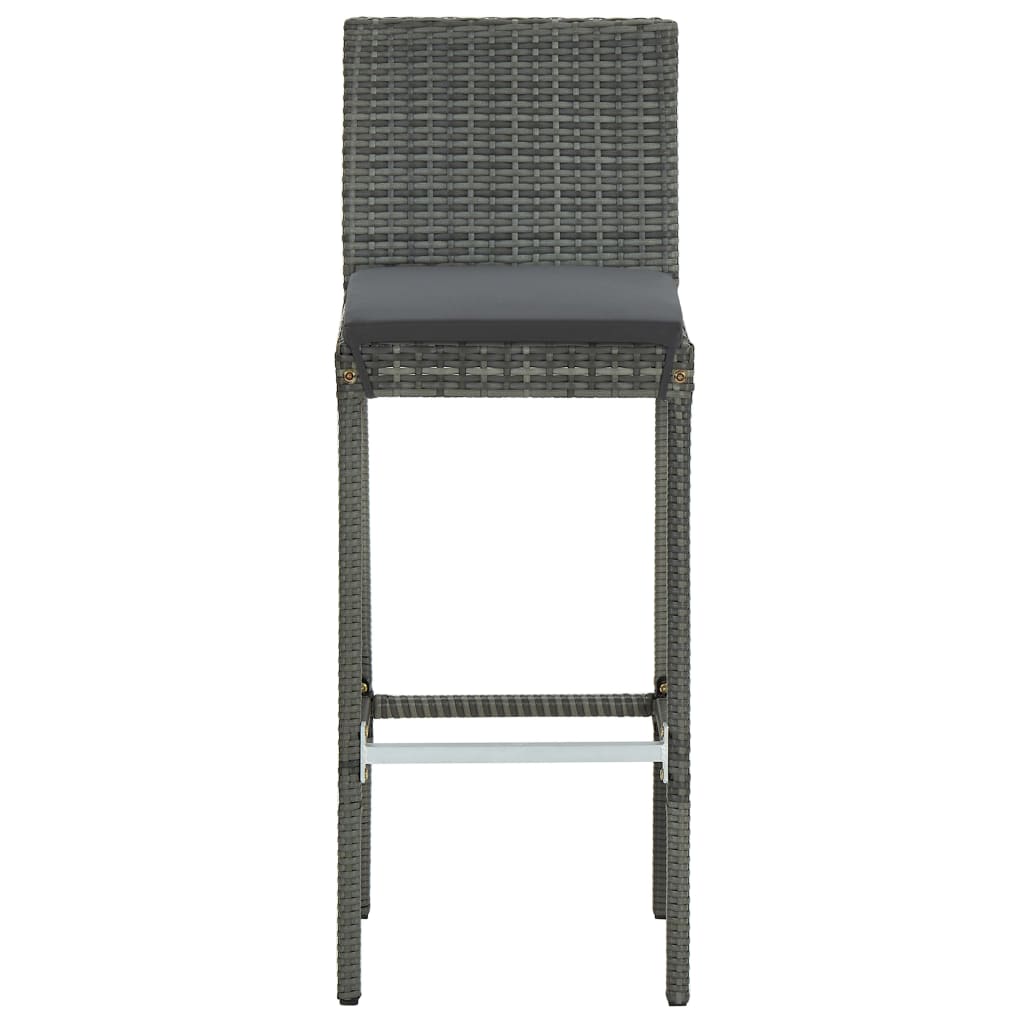 Barhocker mit Kissen 6 Stk. Grau Poly Rattan - Pazzar.ch