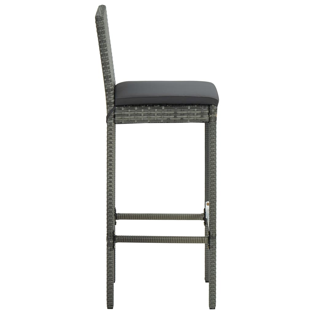 Barhocker mit Kissen 6 Stk. Grau Poly Rattan - Pazzar.ch