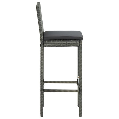 Barhocker mit Kissen 6 Stk. Grau Poly Rattan - Pazzar.ch