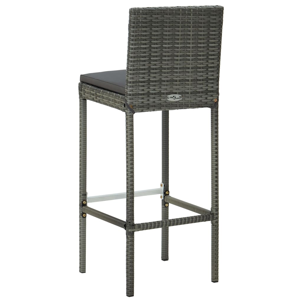 Barhocker mit Kissen 6 Stk. Grau Poly Rattan - Pazzar.ch