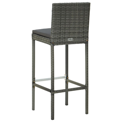 Barhocker mit Kissen 6 Stk. Grau Poly Rattan - Pazzar.ch