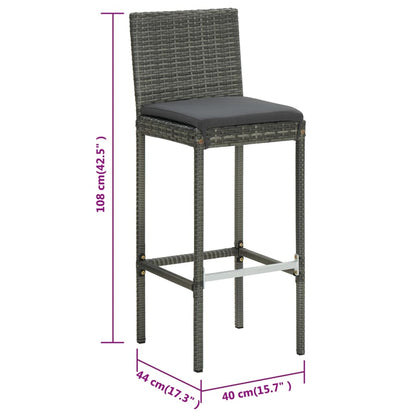 Barhocker mit Kissen 6 Stk. Grau Poly Rattan - Pazzar.ch