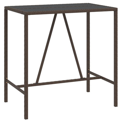 Bartisch mit Glasplatte Braun 110x70x110 cm Poly Rattan - Pazzar.ch