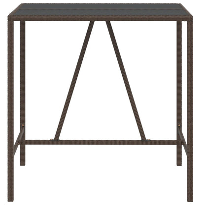Bartisch mit Glasplatte Braun 110x70x110 cm Poly Rattan - Pazzar.ch