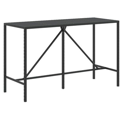 Bartisch mit Glasplatte Schwarz 180x70x110 cm Poly Rattan - Pazzar.ch