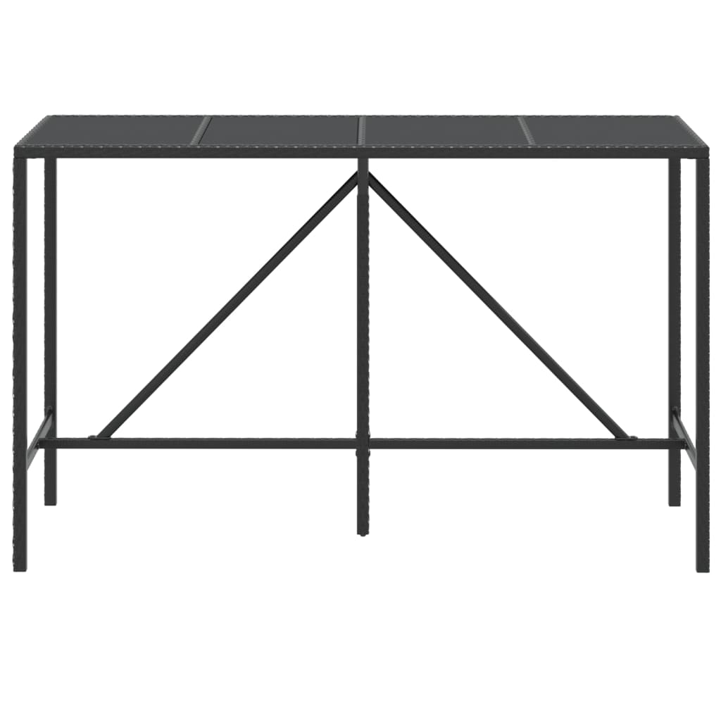 Bartisch mit Glasplatte Schwarz 180x70x110 cm Poly Rattan - Pazzar.ch