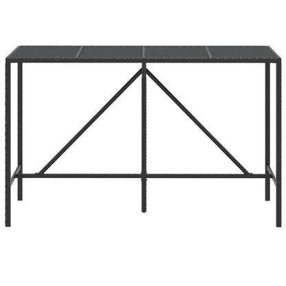 Bartisch mit Glasplatte Schwarz 180x70x110 cm Poly Rattan - Pazzar.ch