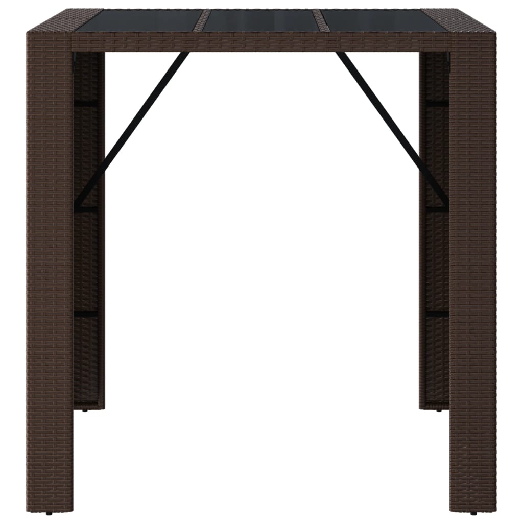 Bartisch mit Glasplatte Braun 105x80x110 cm Poly Rattan - Pazzar.ch